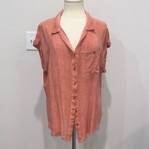 Umgee Women's Coral Button-Up Top Sz Large